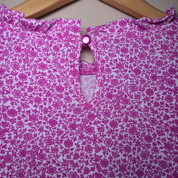 Adrianna Papell Pink Floral Top Women's Size Small High Neck 3/4 Sleeve Stretch - Picture 9 of 11